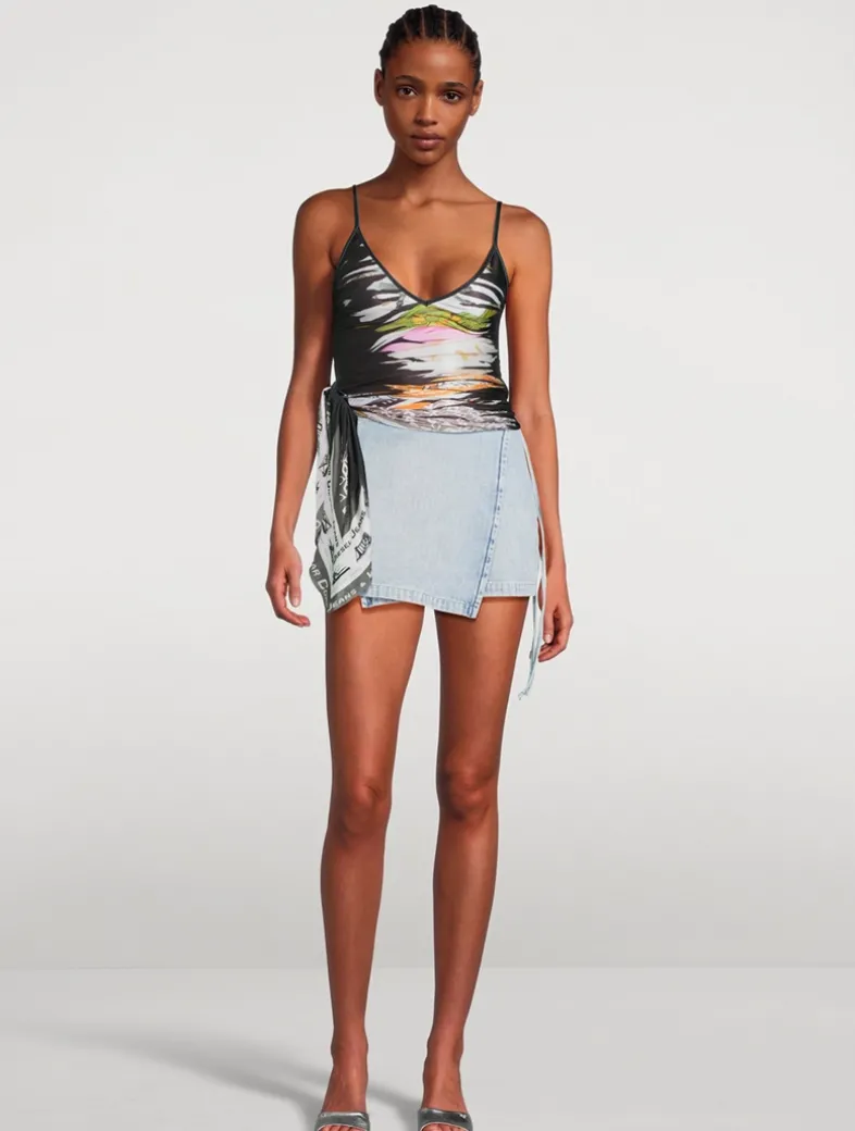 De-Lem Denim Wrap Mini Skirt