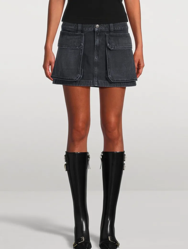 De-Ton Cargo Denim Mini Skirt