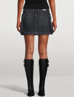 De-Ton Cargo Denim Mini Skirt