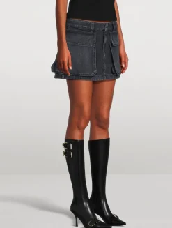De-Ton Cargo Denim Mini Skirt