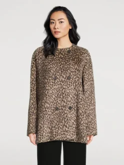 Double-Breasted Coat In Animal Print