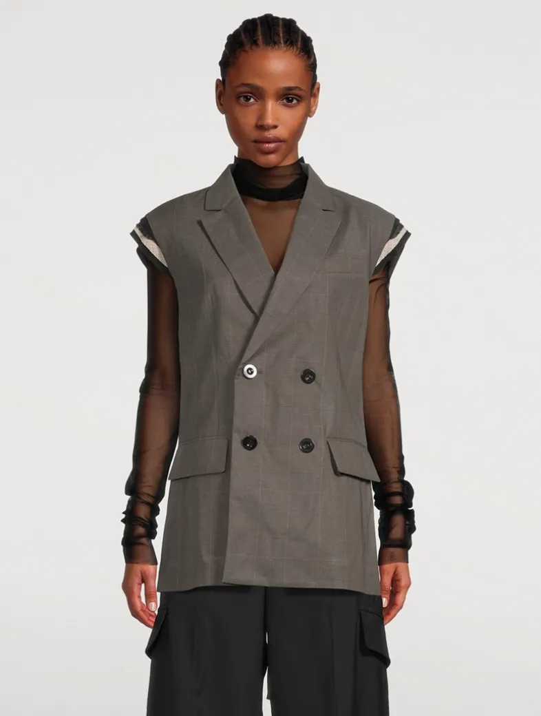Double-Breasted Vest With Pleated Back
