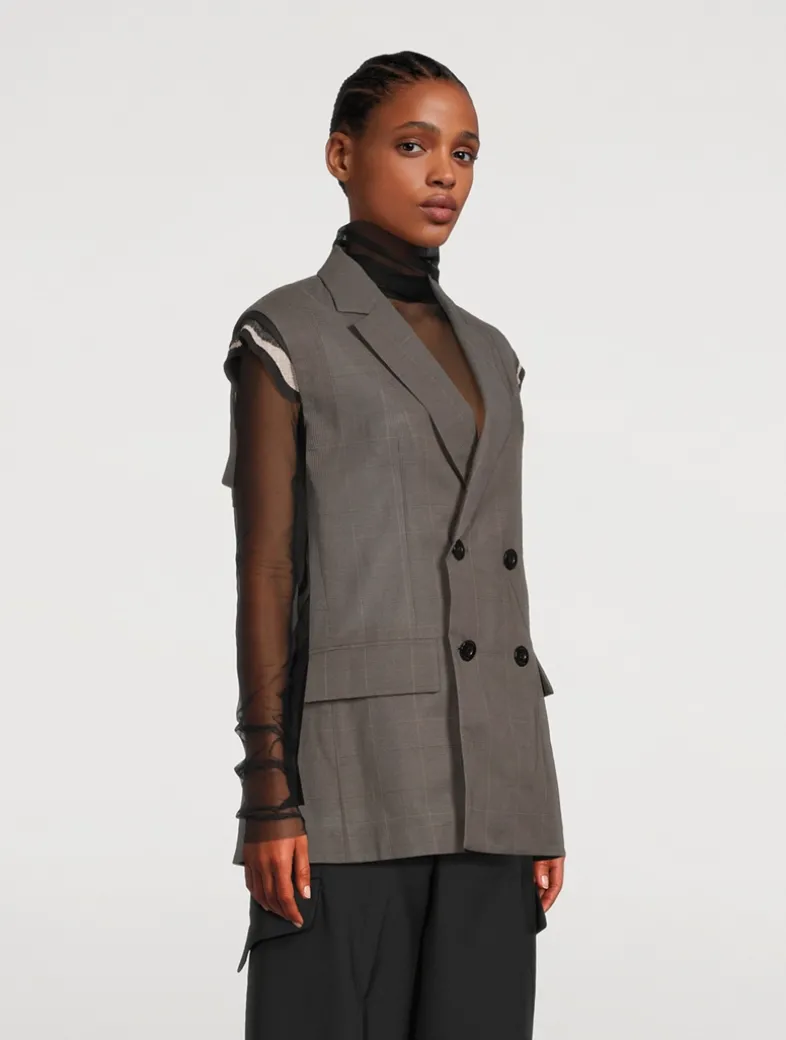 Double-Breasted Vest With Pleated Back