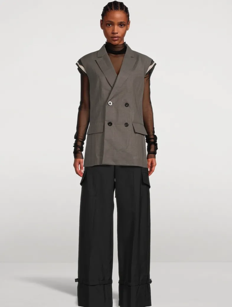 Double-Breasted Vest With Pleated Back