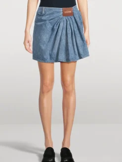 Draped Denim Mini Skirt