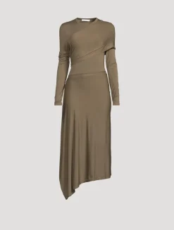 Draped Jersey Midi Dress