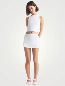 Drop Needle Pointelle Mini Skirt