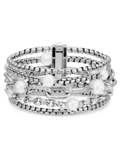 Dy Madison® Pearl Multi Row Chain Bracelet In Sterling Silver With Pearls, 25.7mm