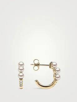 Eclipse 18K Gold Akoya Pearl And Diamond Earrings