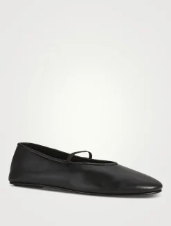 Elastic Leather Ballet Flats