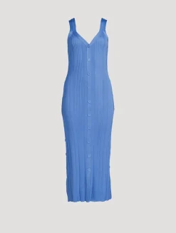 Ellis Column Rib-Knit Midi Dress
