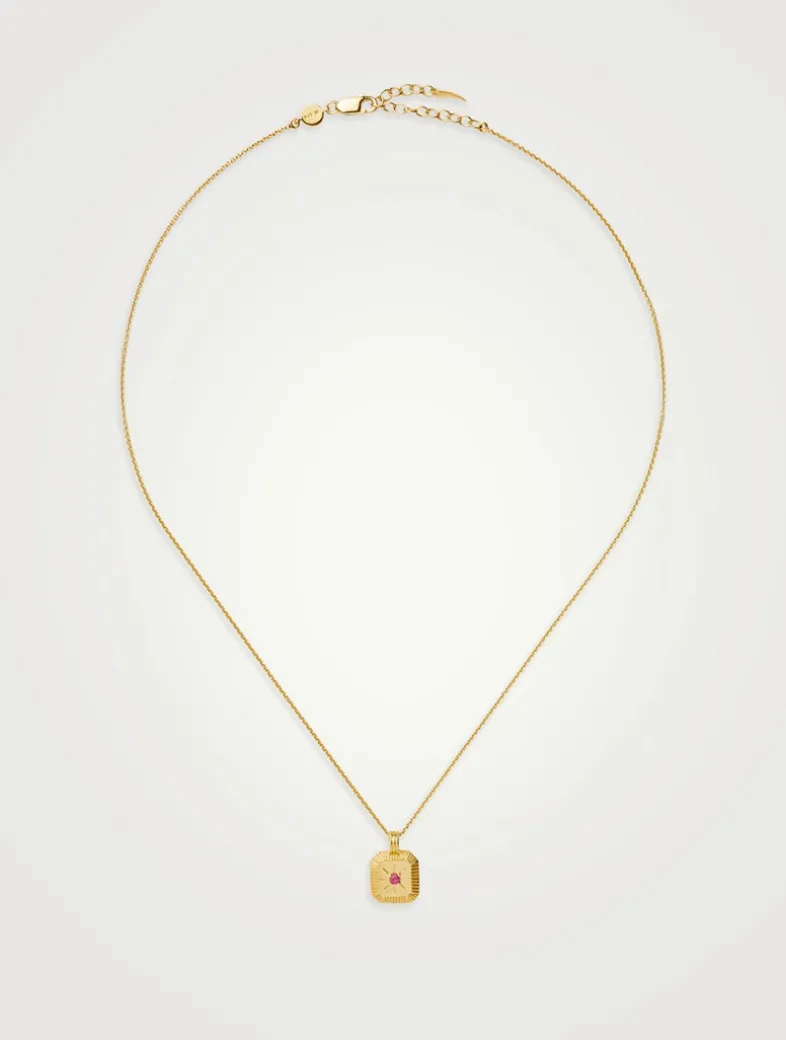 Engravable Pink Opalite July Birthstone Pendant Necklace