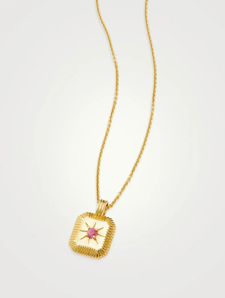 Engravable Pink Opalite July Birthstone Pendant Necklace