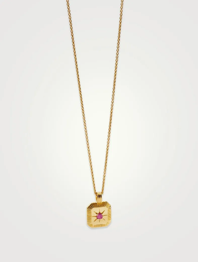 Engravable Pink Opalite July Birthstone Pendant Necklace