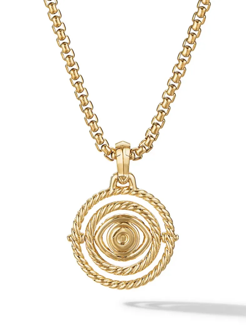 Evil Eye Mobile Amulet In 18k Yellow Gold With Pavé Emeralds And Diamonds