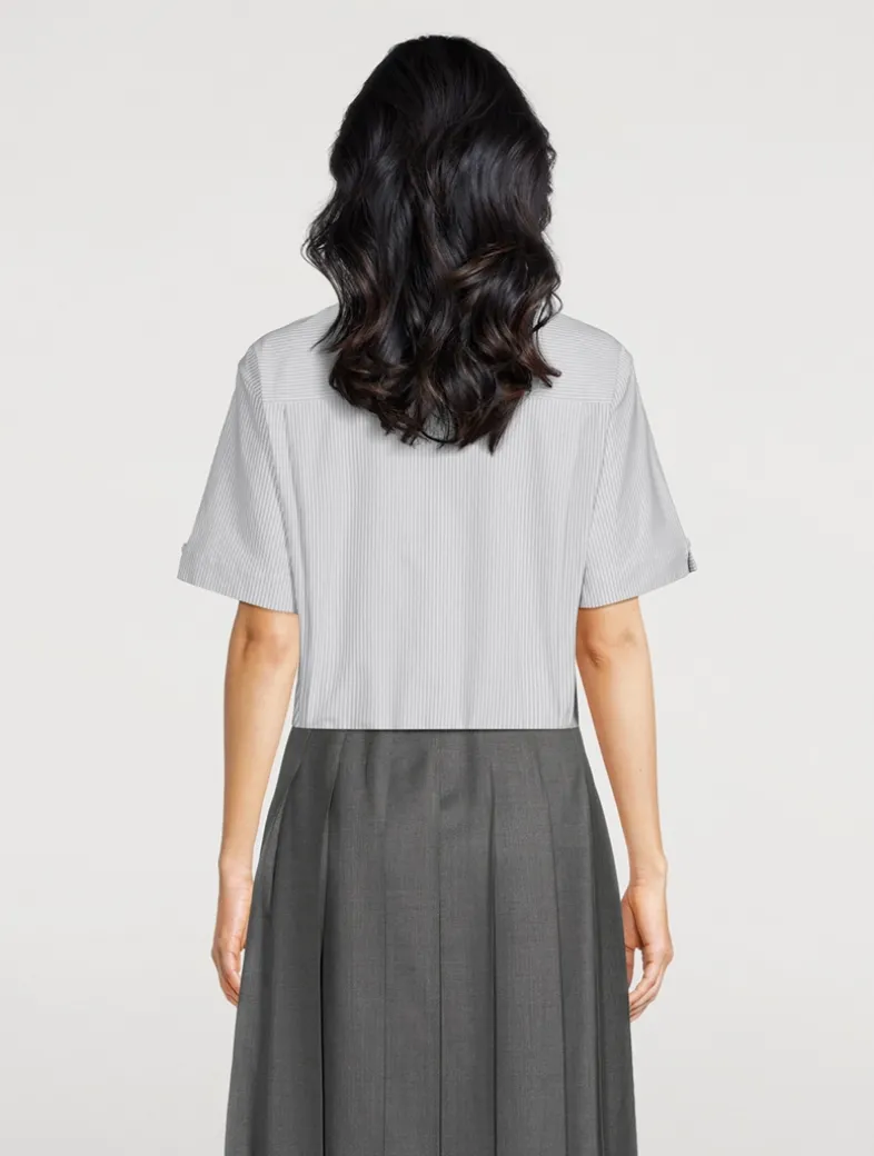 Floral-Embroidered Poplin Shirt In Stripe Print