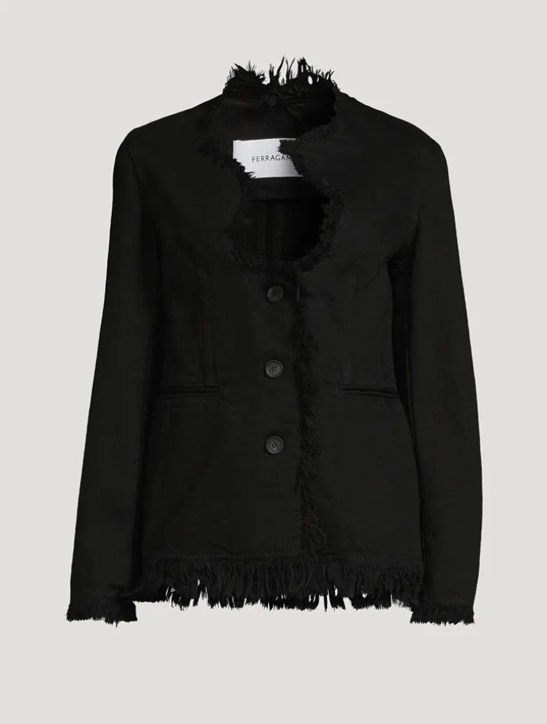 Frayed Denim Blazer