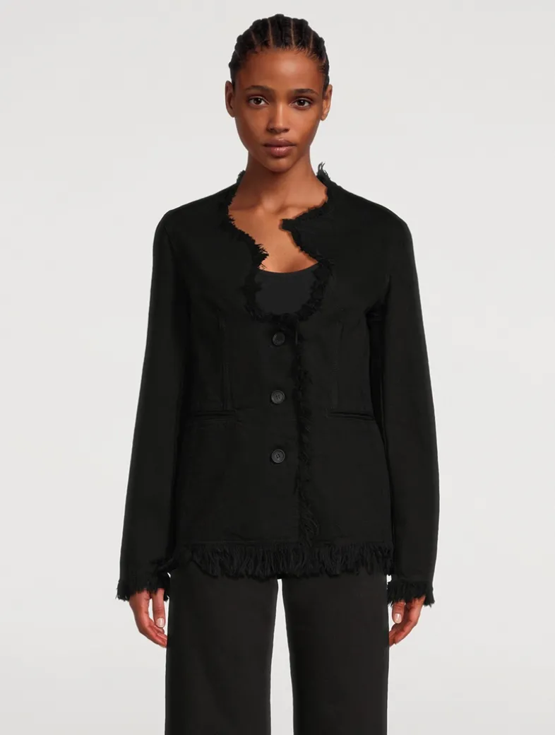 Frayed Denim Blazer