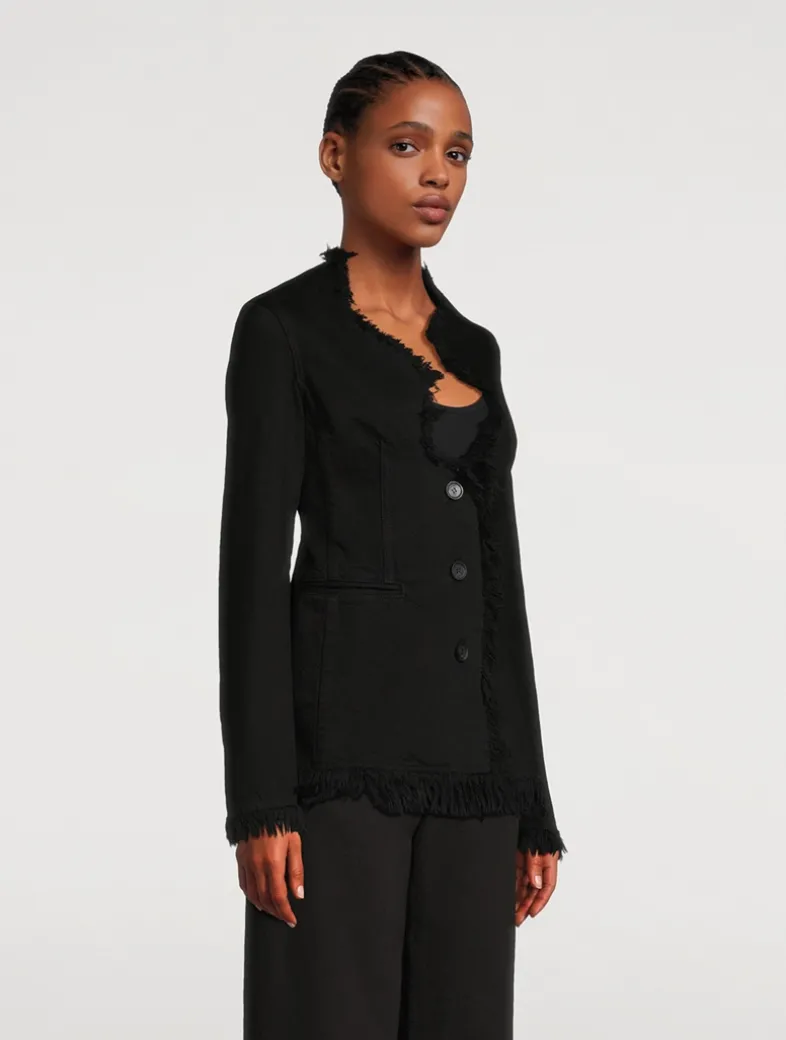Frayed Denim Blazer