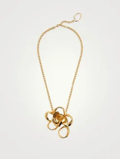 Geometric Rose Pendant Necklace