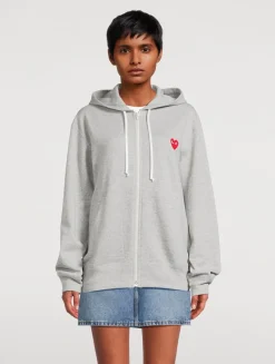 Heart Zip-Up Hoodie With Back Logo