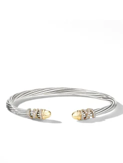 Helena Bracelet In Sterling Silver With Pearls, 18k Yellow Gold And Pavé Diamonds