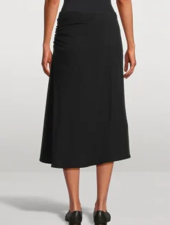 Hevira Draped Jersey Midi Skirt