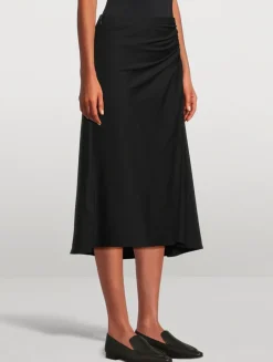 Hevira Draped Jersey Midi Skirt