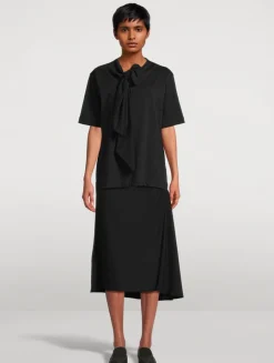 Hevira Draped Jersey Midi Skirt