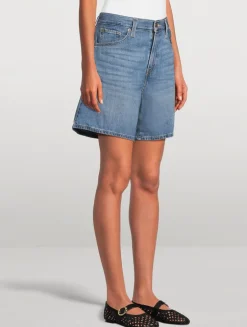 High-Rise Baggy Denim Shorts