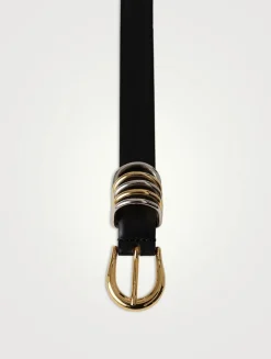 Hollyhock Mixed Metal Leather Belt