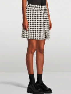 Houndstooth Tweed Mini Skirt