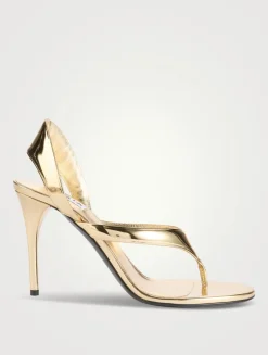 Infradito Metallic Leather Slingback Sandals
