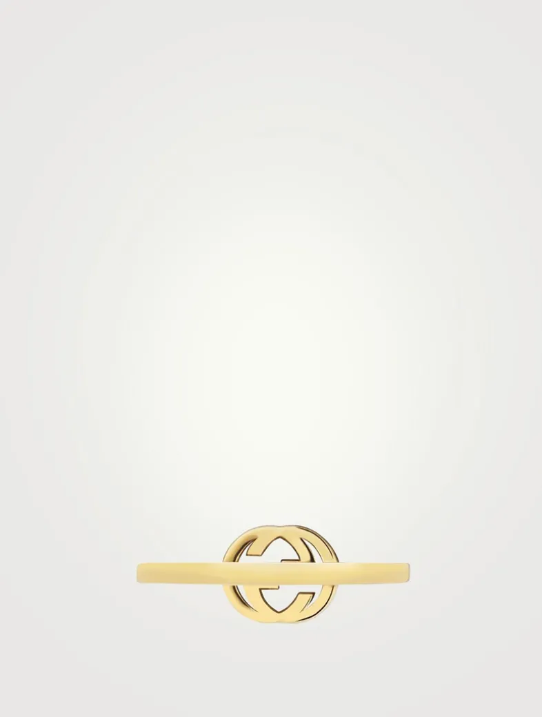 Interlocking G 18K Gold Diamond Ring