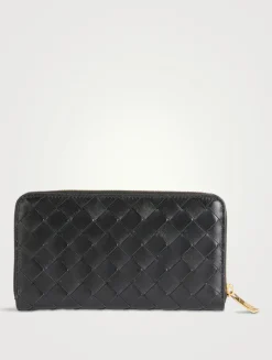 Intrecciato Leather Zip-Around Wallet