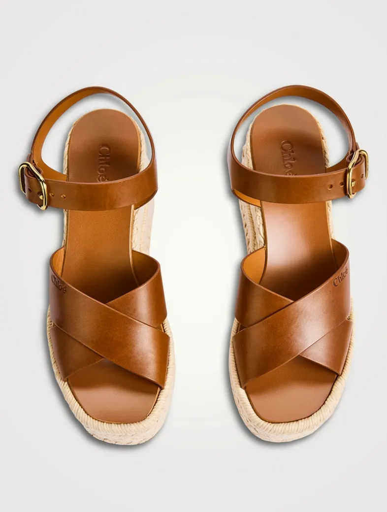 Isla Leather Espadrille Wedge Sandals