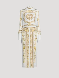 Jersey Midi Dress In Balmain Foulard Print