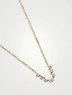 14K Gold Carrie Necklace With Diamonds