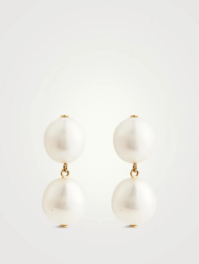 14K Gold Double Oval Drop Earrings