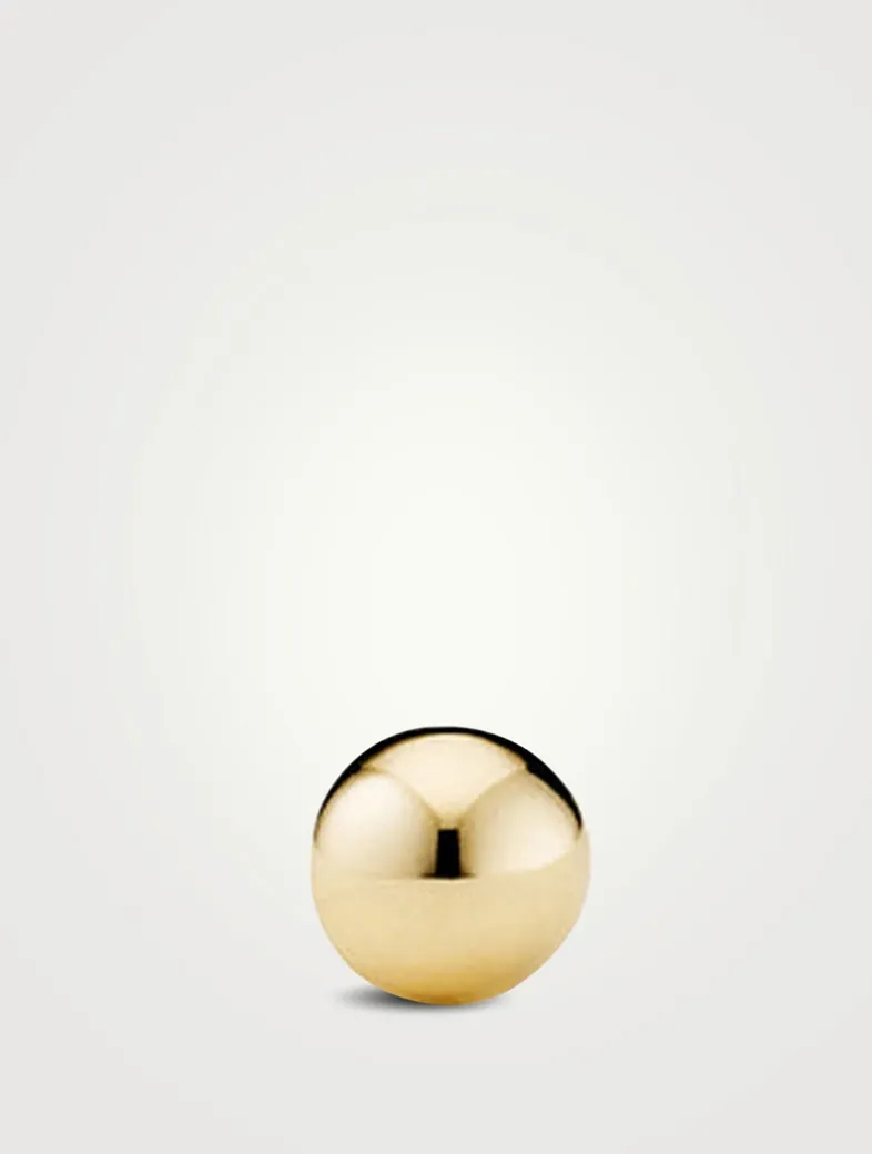 14K Gold Mini Sphere Flat Back Stud Earring