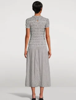 Kiria Smocked Midi Dress In Gingham Print