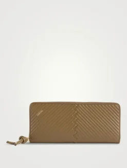 Knot Woven Leather Zip Wallet