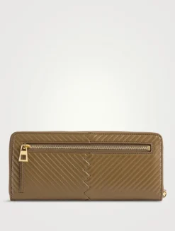 Knot Woven Leather Zip Wallet
