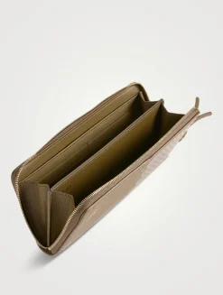 Knot Woven Leather Zip Wallet