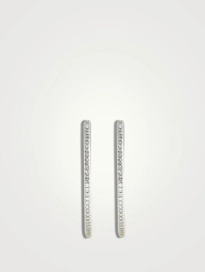 14K Rose Gold Half Diamond Essential Hoop Earrings
