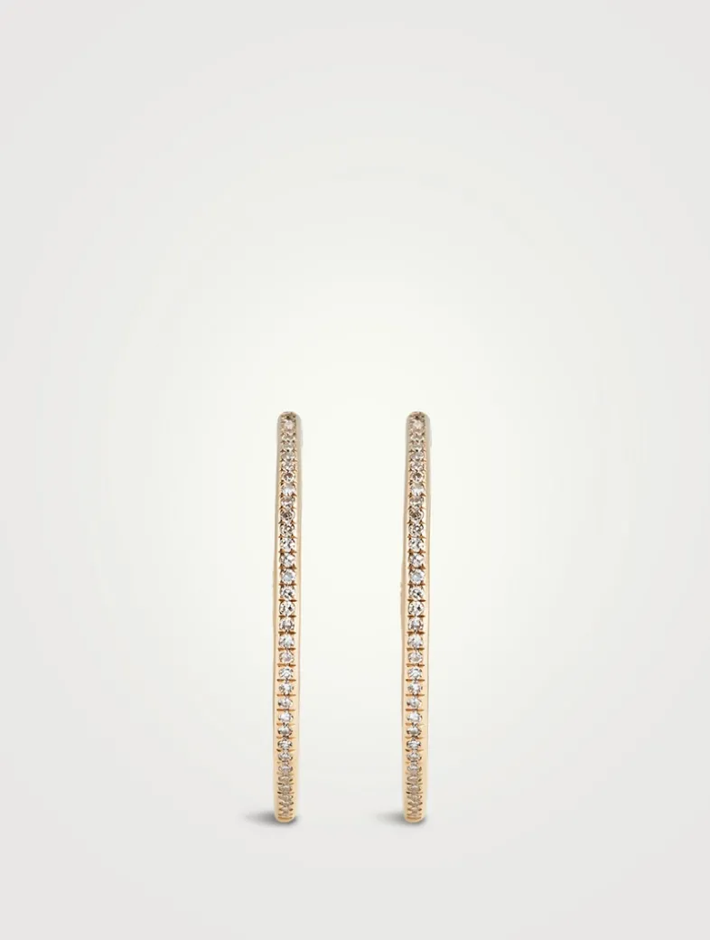 14K Rose Gold Half Diamond Essential Hoop Earrings