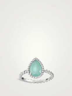 18K White Gold S Motif Serpent Bohème Ring With Aquaprase