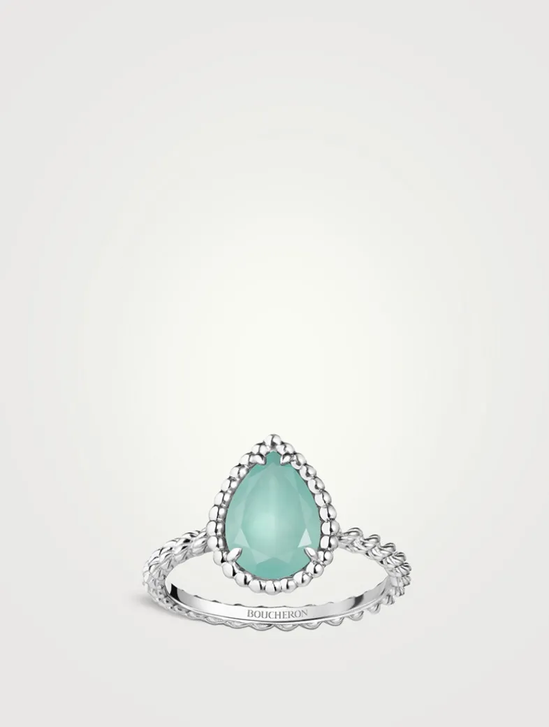 18K White Gold S Motif Serpent Bohème Ring With Aquaprase