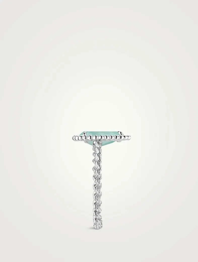 18K White Gold S Motif Serpent Bohème Ring With Aquaprase