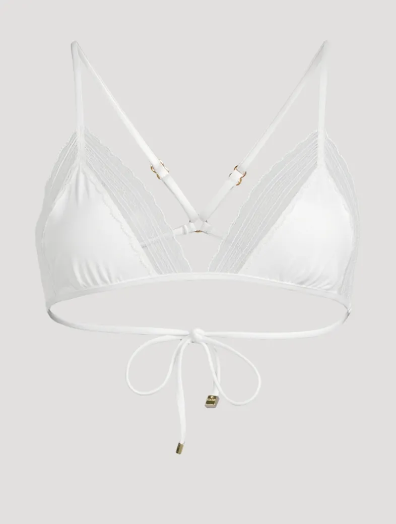 Lace Inset String Bikini Top